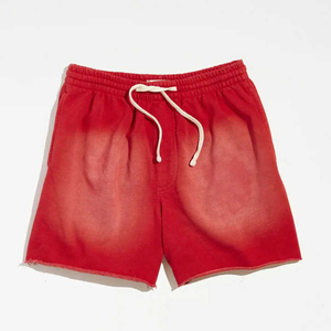 Pantalones Cortos Rojos de Algodón para Hombre, Cintura Media con Cordón Ajustable, Color Sólido, Estilo Casual, Transpirables, Tejido con Acabado Degradado - Product Image 1