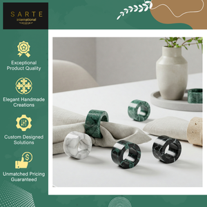 Top Notch Quality Eco-Friendly Luxury Handcrafted Dining Tableware <b>Travertine</b> Stone Napkin Rings Customized Color Stocked Modern - Product Image 4
