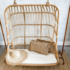 Rattan hanging chairs for outside <b>patio</b> balcony furniture decorative double egg <b>swing</b> chair - Product Image 4