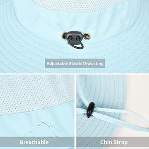 Chapeau Bob Bleu Clair avec Sangle Réglable, Style Toile en Polyester Couleur Unie, Idéal pour l'Extérieur et l'Été, Décontracté pour Hommes - Product Image 5