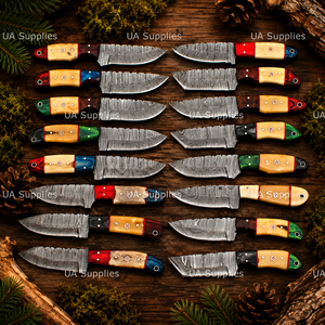Cuchillo de Caza Artesanal de Acero de Damasco, Grado Industrial, Punta Caída, Mango de Madera, Hoja Fija, para Bushcraft, Camping y Supervivencia, Venta al por Mayor - Product Image 3