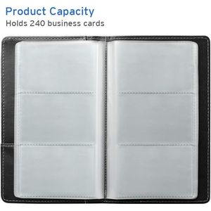 Organizer Professionale in Pelle per Biglietti da Visita con Capacità 240, Porta Biglietti da Visita in PU con Scomparto Porta Documenti per Carte di Credito e Appunti - Product Image 2