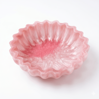 Vaisselle en résine imperméable faite à la main, bol en forme de fleur, finition marbre rose, personnalisable, décoration artisanale pour la maison