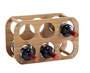 Support à vin multifonctionnel moderne en bois, présentoir géométrique fait main en bois massif pour comptoir, pour la maison - Product Image 5