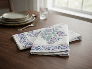 Serviette de table carrée en coton moderne personnalisée, imprimée de motifs floraux, écologique, 80x120cm, lavable et réutilisable, pour la maison et l'hôtel - Product Image 4