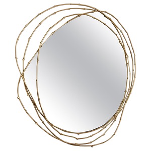 Luxurious <b>Crafted</b> KHOOSI OVERSEAS Art Deco Brass Framed <b>Mirror</b> With Floral Top Decorative Wall Mounting - Product Image 3