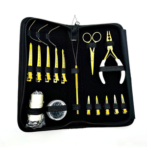 Hair Extension Tools Kit with Multiple Hair Operational Tools Sectioning Clip Ring Beads <b>Plier</b> <b>Set</b> Hair Loop Pulling Needle Tool - Product Image 1