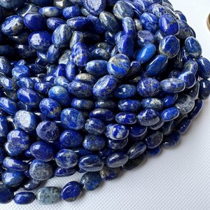 Cuentas de Piedra Preciosa Ovaladas Lisas de Lapislázuli Natural para la Elaboración de Joyas, Hilo de Piedras Sueltas de Alta Calidad - Product Image 2