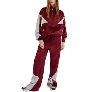 Unisex Color Blocking Tracksuit Set Full Sleeve Loose Fit Sporty Windbreaker Jogger <b>Pants</b> Breathable Polyester Spring Wear - Product Image 3