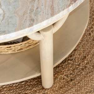 Table basse ronde Vandana Aston Mira en bois de manguier et marbre - Product Image 4