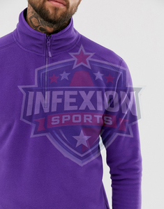 Sweat-shirt à col rond pour homme, couleur unie violet, coupe régulière, épaules tombantes, doublure en polaire, vêtements d'hiver - Product Image 3