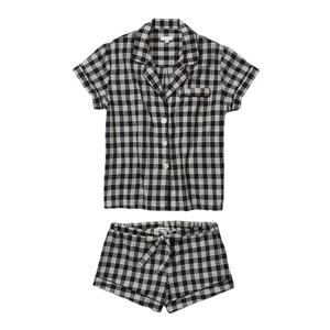 <b>Women's</b> Summer New Arrival Cotton Pajama Set V-Neck Short Sleeves Shirt with Shorts Checked Pattern Sleep Wear Size XL - Product Image 2