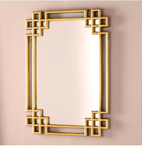 Grand miroir décoratif doré à plusieurs panneaux avec un cadre de forme unique, disponible à prix de gros. - Product Image 2