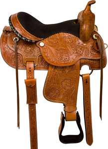 Conjunto de Silla de Montar Western de Cuero Floral Hecha a Mano de Primera Calidad con Cabezal y Pechera a Juego - Silla de Montar Ecuestre de Alta Calidad - Product Image 3