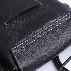 Bolso bandolera de cuero negro para mujer con cierre de botón a presión, estilo clásico, portátil, para uso diario - Bolso bandolera - Product Image 3
