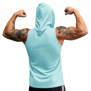 Sudadera con Capucha sin Mangas para Hombre, de Algodón, para Entrenamiento Físico, Sudadera con Capucha sin Mangas al por Mayor, con Logotipo - Product Image 3