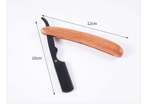 Rasoir droit à manche en bois, lame unique en acier inoxydable pour le rasage du visage, usage en salon de coiffure - Product Image 2