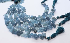 Perles en forme de cœur facettées en aquamarine mousse naturelle AAA, perles de pierres précieuses en aquamarine mousse, perles en aquamarine à coupe latérale en forme de cœur, 8 pouces - Product Image 3