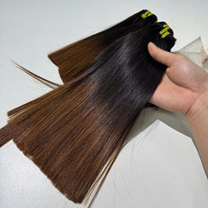 Extensions de cheveux vietnamiennes vierges de haute qualité 100% à prix d'usine os droit Super Double dessiné couleur browntip - Product Image 2