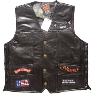 Chaleco de Motocicleta Unisex de Cuero Vacuno Genuino Negro, Transpirable, para Invierno, Personalizado, sin Mangas, para Motociclistas, Tallas Grandes, OEM, ODM - Product Image 2