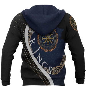 OEM Men's <b>Viking</b> <b>Hoodie</b> Zipper-Up Printed Knitted Sweatshirt Slim Wear Fleece Regular Fit Distressed <b>Hoodie</b> - Product Image 2