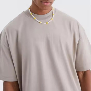 High Quality 100% Cotton Men's Formal Loose Fit <b>T</b>-<b>Shirt</b> Letter <b>Silk</b> Screen Printed Embroidery 230g Fabric Custom Brand - Product Image 5