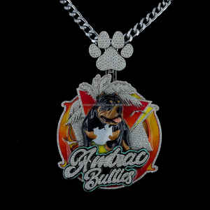 Bijoux de rappeur personnalisés personnalisés dernier pendentif Moissanite émail glacé visage de chien pendentif photo 3D - Product Image 1
