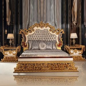 Oferta Especial: Juego de Dormitorio de Lujo Hotel Emma Royal Gold, Cama de Madera Tallada, Tapizada con Mechones, Muebles Clásicos Europeos de Alta Gama - Product Image 2