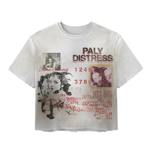 เสื้อยืดผู้ชายผ้าฝ้าย 100% ทรงหลวม พิมพ์ลาย หนัก 240 GSM ผ้าฝ้ายฟอกกรด สไตล์วินเทจ พิมพ์ลายกราฟิก รับสกรีนโลโก้ - Product Image 5