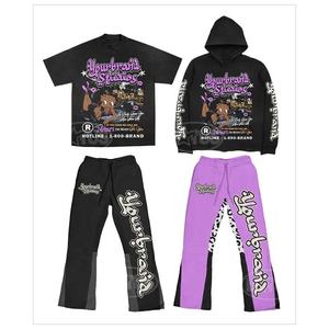 Ensemble short et sweat à capuche zippé à impression bouffante avec logo personnalisé Ensemble de survêtement deux pièces de grande taille pour hommes Ensemble short de survêtement deux pièces - Product Image 6