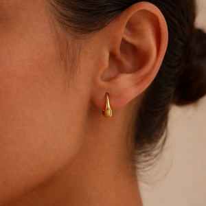 Pendientes de Aro de Moda al por Mayor, Novedad, Oro Sólido de 18K, Diseño de Lágrima, Minimalistas, Gruesos, para Uso Diario, Regalo - Product Image 3