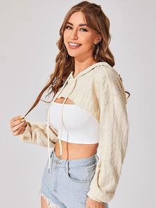 Crop top running ensemble ensemble Manches Longues % 100 coton MINCE À Manches Longues CropTop plussize à capuche femmes crop top Pas Cher prix - Product Image 2