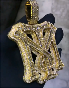 Collar de Moissanita VVS al por mayor, estilo rapero con letras, que pasa la prueba del diamante, para hombre, colgante de Moissanita Hip Hop para hombre - Product Image 1