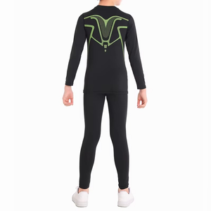 Men's <b>Black</b> Full <b>Sleeve</b> Compression Set Crew Neck Breathable Spandex Polyester <b>Long</b> <b>Sleeve</b> <b>Top</b> And Pants All Seasons Solid Kit - Product Image 4