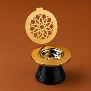 Brûleur d'encens Bakhoor de qualité supérieure avec dessus en acier inoxydable et base en résine, brûleur de parfum arabe fait à la main pour la décoration de la maison, aromathérapie - Product Image 4