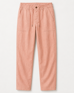 Pantalon décontracté pour homme personnalisé, 60 % lin 40 % coton, léger, avec cordon de serrage, taille élastique, coupe droite, vente en gros OEM - Product Image 3