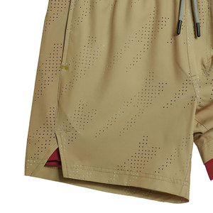 Pantalones Cortos Deportivos para Hombre, Transpirables, Perforados, con Cordón Ajustable, Cintura Media, Secado Rápido, con Forro Interior, Estilo Deportivo, Color Bronceado con Ribete Rojo - Product Image 2