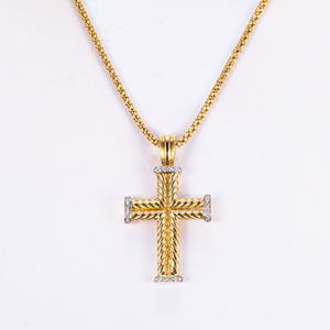 Trendy Cross-Inspired Lab-Grown Diamond <b>Necklace</b>: 18K <b>Solid</b> Gold, Hip-hop Vibe, Ideal for Celebrations, Gifting & Bulk Wholesall - Product Image 4