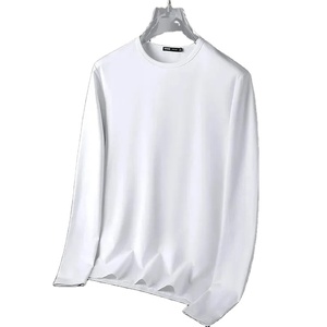 2024 otoño nueva camiseta de manga larga para hombres y mujeres capa Base Top Color sólido Casual versátil cuello redondo diseño Simple - Product Image 3