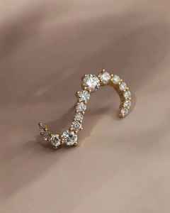 Multiple Wearing Styles Dainty Moissanite Round Cut Stud Wavy <b>Earrings</b> Gold Plated with 925 Sterling Silver Jewelry for Lovers - Product Image 4