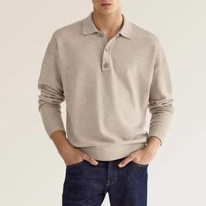 Polos de Golf de Manga Larga con Logotipo Personalizado OEM para Hombre, Casuales de Otoño, Cuello Camisero, Tejido de Punto de Mezcla de Algodón/Poliéster de 220 GSM - Product Image 5