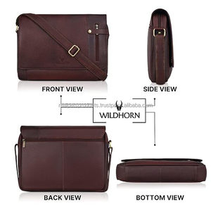 Bolso Bandolera de Cuero Genuino Internacional para Hombre - Bolso de Viaje Cruzado al Hombro con Logotipo de Flores en Relieve y Múltiples Compartimentos - Product Image 3