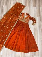 Pakaian Tradisional India Salwar Kameez dengan Payet dan Bordir Berat untuk Pernikahan, Pakaian Festival Etnik, Gaun Sutra Georgette