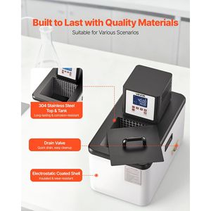 Dispositivo Termostatico da Laboratorio Certificato CE da 15 L, Bagno a Olio a Circolazione ad Alta Temperatura 300 Gradi Celsius/572 Gradi Fahrenheit a Temperatura Costante - Product Image 5