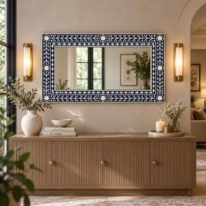 Customized Good Quality Luxurious Handcrafted 100% Natural Wood Bone Inlay Contemporary Modern Stylish Silver Clear <b>Mirror</b> <b>Frame</b> - Product Image 3