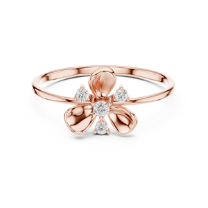 Anillo de Flores con Diamantes Naturales Reales en Oro Rosa Sólido de 18K, Diseño Exquisito y Moderno, el Más Popular para Uso Diario - Product Image 5