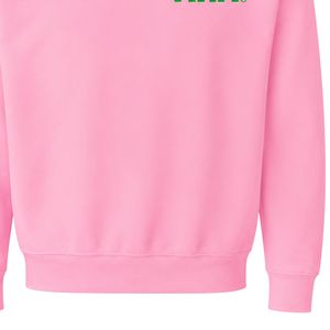 Sudadera Rosa con Cuello Redondo AKA, Estampado de Escudo Verde, Sudadera de Forro Polar Unisex, Ropa de Hermandad Griega, OEM ODM - Product Image 3
