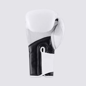 Gants de boxe professionnels en cuir blanc pur - Mitaines de sparring en mousse haute densité - Fermeture réglable à scratch - Product Image 4