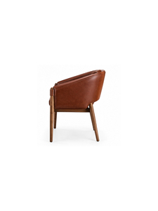 Modern Solid Wood Leather <b>Armchair</b> with Padded Seat Backrest <b>Mid</b> <b>Century</b> Dining Restaurant Furniture - Product Image 5
