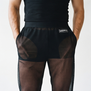 Pantalon transparent unisexe en maille, style décontracté, taille élastique, en polyester - Product Image 6